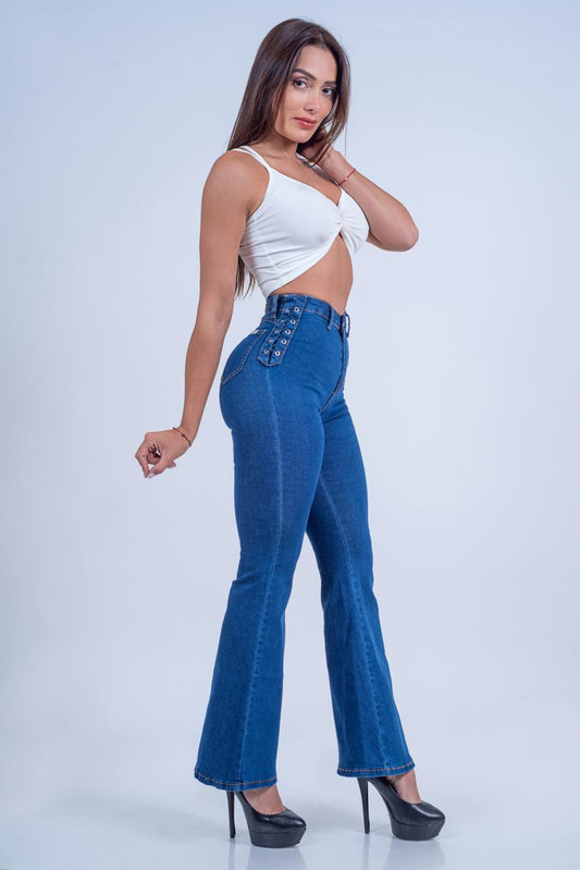 Flare Jeans Blue Trenzado